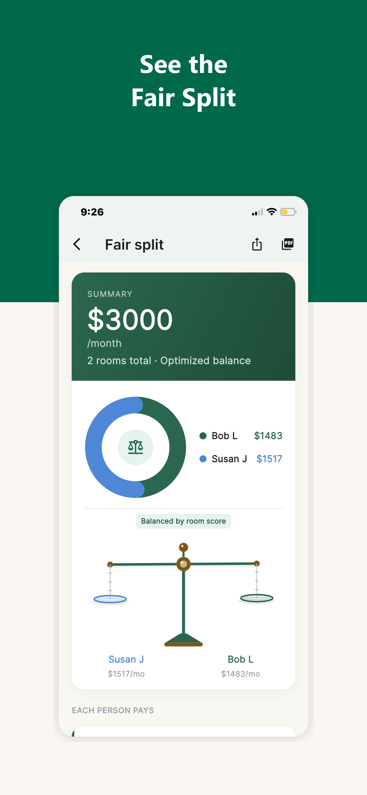 Split Fair results — fair rent for every room